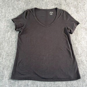 Banana Republic Malibu V-Neck Tee Black Women’s L Cotton Modal Soft Basic Top
